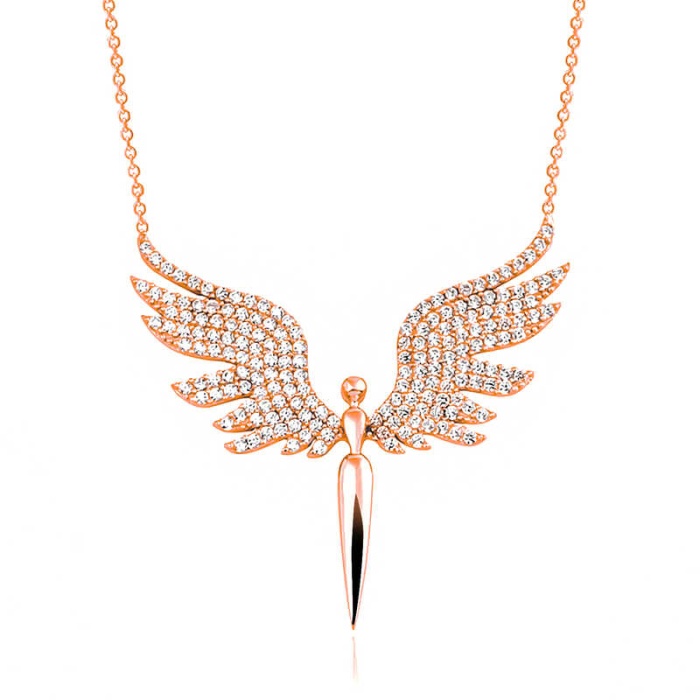 Lucky Life 925 Ayar Gumuss  Rose Mikail Meleği Lucky Life Lucky Life Lucky Life Kadın Kolye
