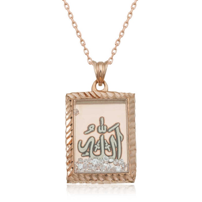 Lucky Life 925 Ayar Gumuss  Rose Allah Yazılı Lucky Life Lucky Life Lucky Life Kadın Kolye