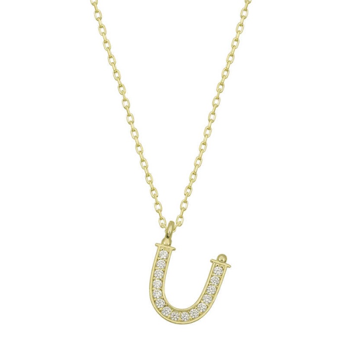 Lucky Life 925 Ayar Gumuss  Gold Ü Harfi Lucky Life Lucky Life Lucky Life Kadın Kolye