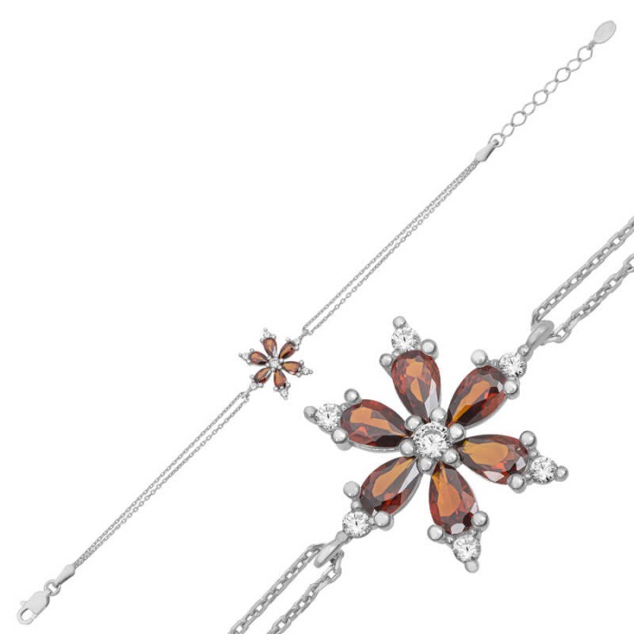 Lucky Life 925 Ayar Gumuss  Kırmızı Lotus Çiçeği Bileklik