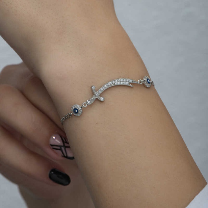 Lucky Life 925 Ayar Gumuss  Nazarlı Zülfikar Kılıcı Lucky Life Lucky Life Kadın Bileklik