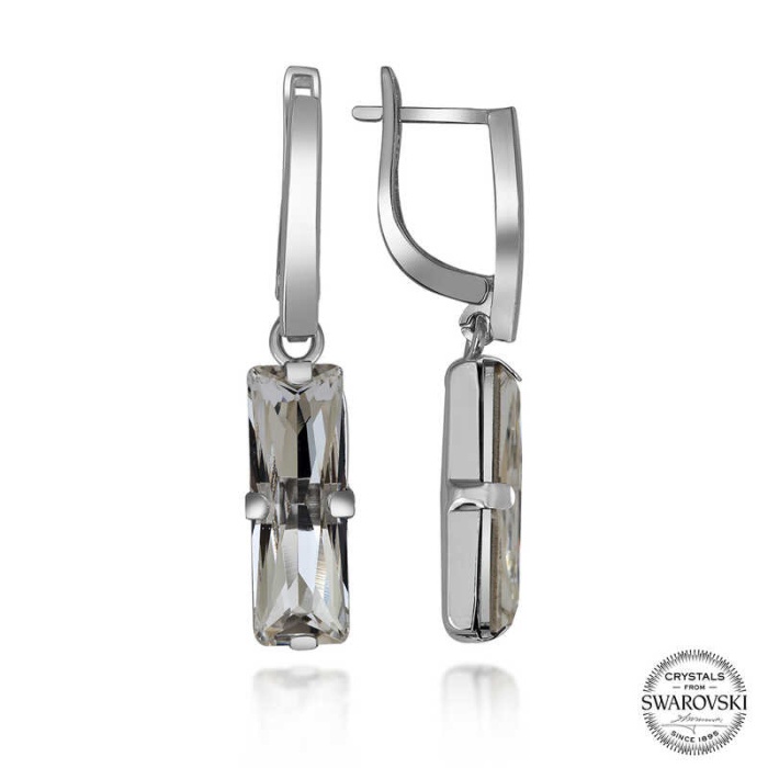 Swarovski Crystal Taşlı Lucky Life 925 Ayar Gumuss  Beyaz Baget Sallantılı Lucky Life Lucky Life Kadın Küpe
