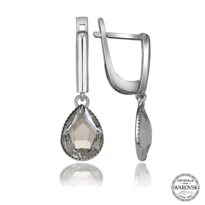 Swarovski Crystal Taşlı Lucky Life 925 Ayar Gumuss  Beyaz Damla Sallantılı Lucky Life Lucky Life Kadın Küpe