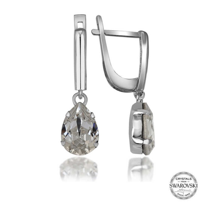 Swarovski Crystal Taşlı Lucky Life 925 Ayar Gumuss  Damla Sallantılı Lucky Life Lucky Life Kadın Küpe