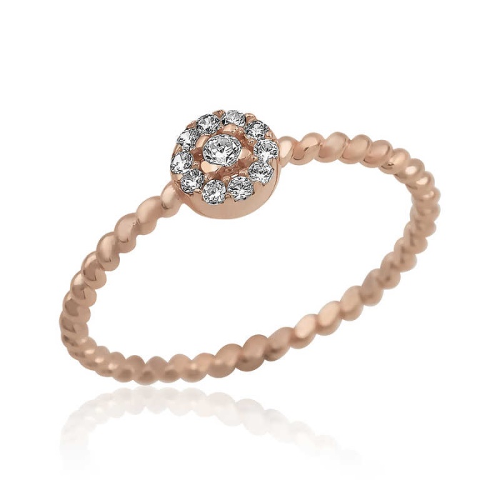 Lucky Life 925 Ayar Gumuss  Rose Zirkon Taşlı Lucky Life Lucky Life Kadın Yüzük