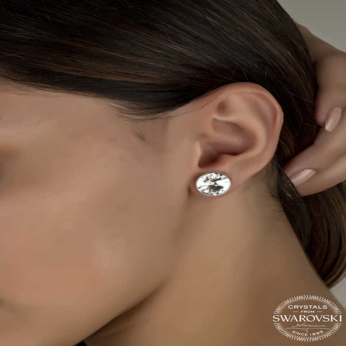 Swarovski Crystal Taşlı Lucky Life 925 Ayar Gumuss  Çivili Lucky Life Lucky Life Kadın Küpe