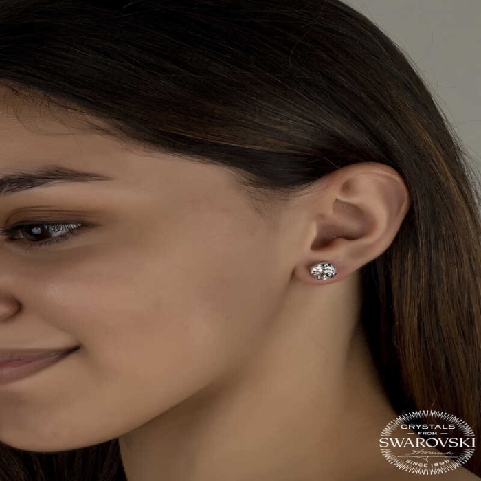 Swarovski Crystal Taşlı Lucky Life 925 Ayar Gumuss  Çivili Lucky Life Lucky Life Kadın Küpe