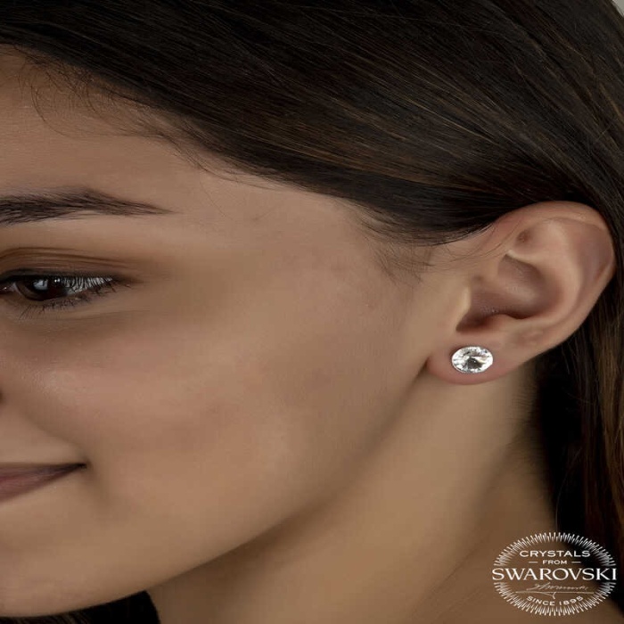Swarovski Crystal Taşlı Lucky Life 925 Ayar Gumuss  Çivili Lucky Life Lucky Life Kadın Küpe