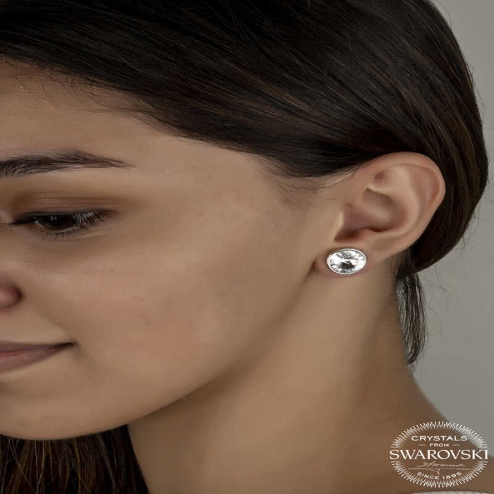 Swarovski Crystal Taşlı Lucky Life 925 Ayar Gumuss  Çivili Lucky Life Lucky Life Kadın Küpe