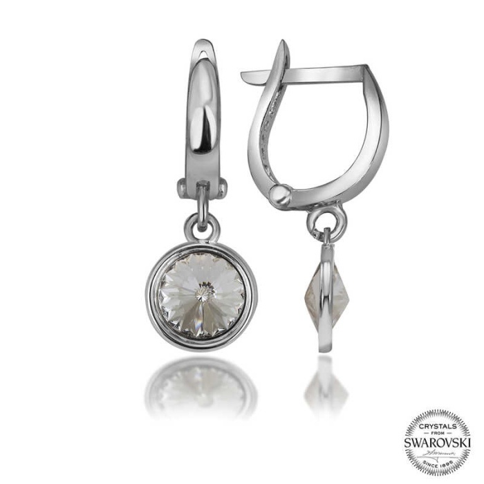 Swarovski Crystal Taşlı Lucky Life 925 Ayar Gumuss  Beyaz Sallantılı Lucky Life Lucky Life Kadın Küpe