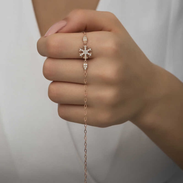 Lucky Life 925 Ayar Gumuss  Rose Kar Tanesi Lucky Life Lucky Life Kadın Bileklik
