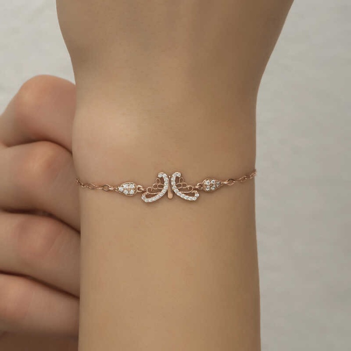​Lucky Life 925 Ayar Gumuss  Rose Kelebek Lucky Life Lucky Life Kadın Bileklik