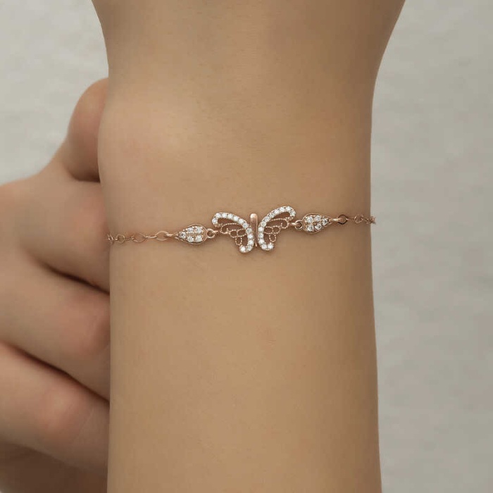 ​Lucky Life 925 Ayar Gumuss  Rose Kelebek Lucky Life Lucky Life Kadın Bileklik