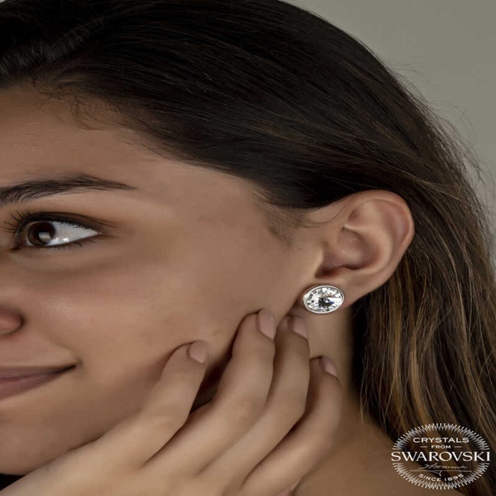 Swarovski Crystal Taşlı Lucky Life 925 Ayar Gumuss  Çivili Lucky Life Lucky Life Kadın Küpe