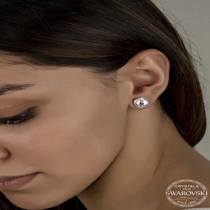 Swarovski Crystal Taşlı Lucky Life 925 Ayar Gumuss  Çivili Lucky Life Lucky Life Kadın Küpe