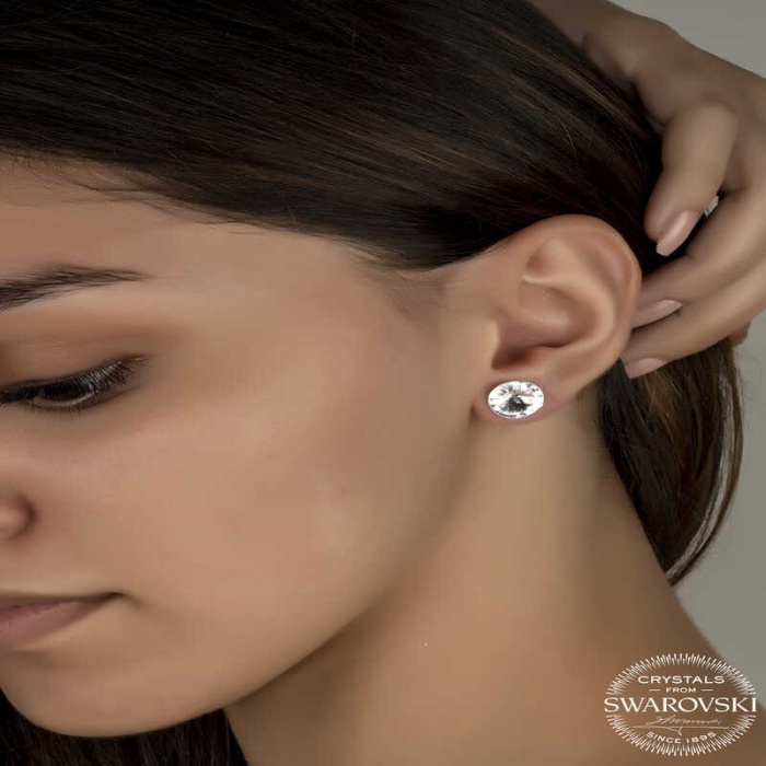 Swarovski Crystal Taşlı Lucky Life 925 Ayar Gumuss  Çivili Lucky Life Lucky Life Kadın Küpe