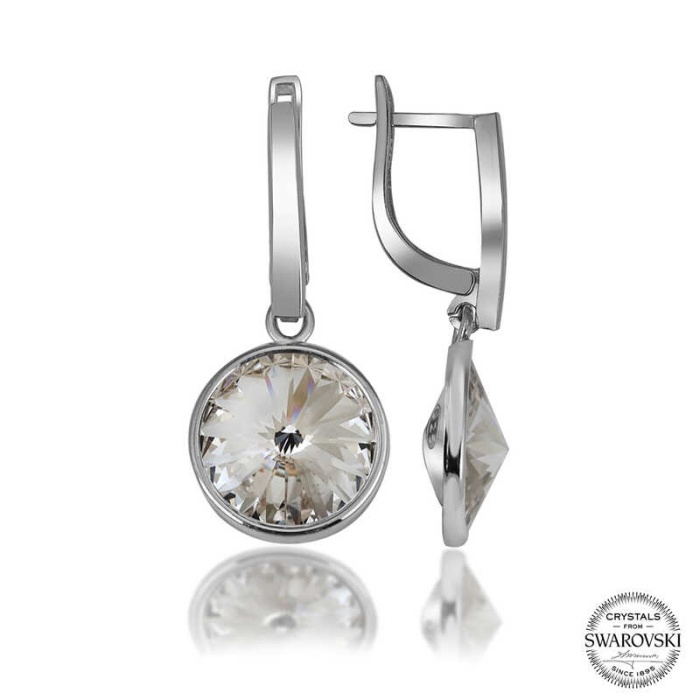 Swarovski Crystal Taşlı Lucky Life 925 Ayar Gumuss  Beyaz Sallantılı Lucky Life Lucky Life Kadın Küpe