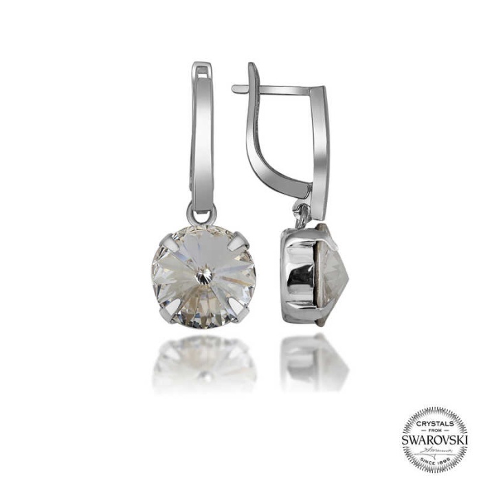 Swarovski Crystal Taşlı Lucky Life 925 Ayar Gumuss  Beyaz Sallantılı Lucky Life Lucky Life Kadın Küpe