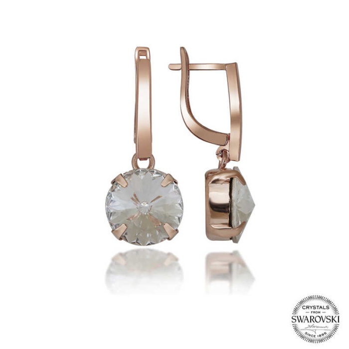 Swarovski Crystal Taşlı Lucky Life 925 Ayar Gumuss  Beyaz Sallantılı Lucky Life Lucky Life Kadın Küpe