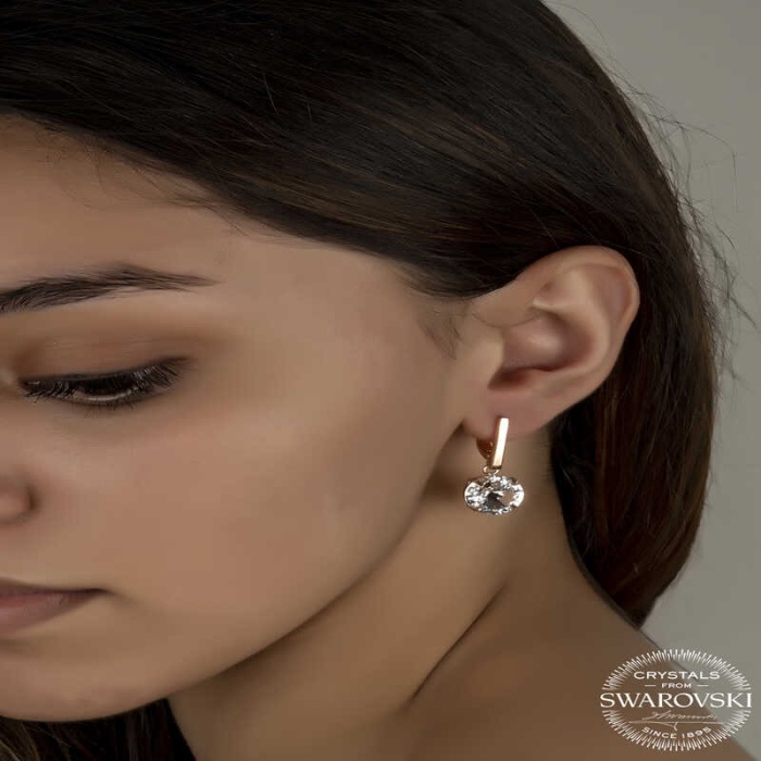 Swarovski Crystal Taşlı Lucky Life 925 Ayar Gumuss  Beyaz Sallantılı Lucky Life Lucky Life Kadın Küpe