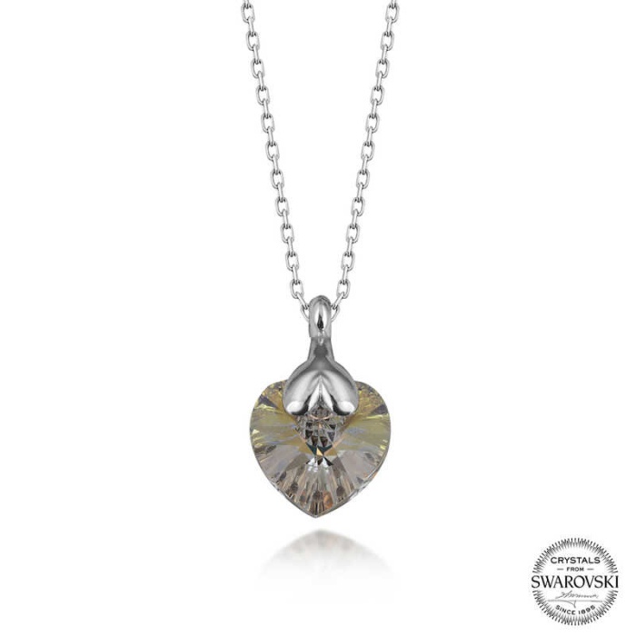 Swarovski Crystal Taşlı Lucky Life 925 Ayar Gumuss  Kalp Lucky Life Lucky Life Lucky Life Kadın Kolye
