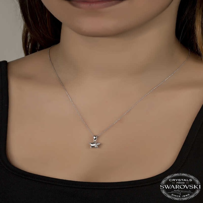 Swarovski Crystal Taşlı Yıldız Lucky Life 925 Ayar Gumuss  Lucky Life Lucky Life Lucky Life Kadın Kolye