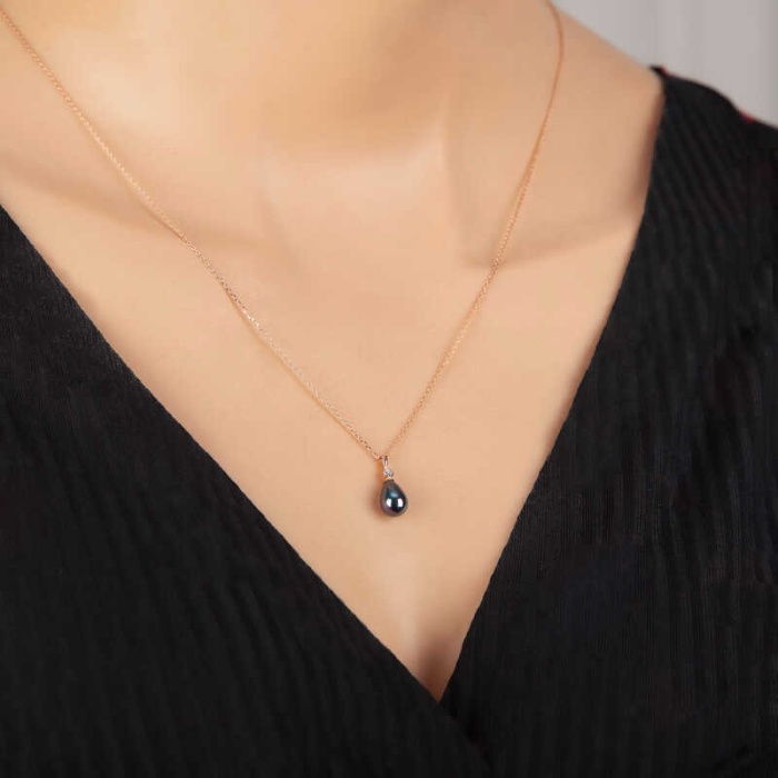 Lucky Life 925 Ayar Gumuss  Rose Damla İnci Lucky Life Lucky Life Lucky Life Kadın Kolye