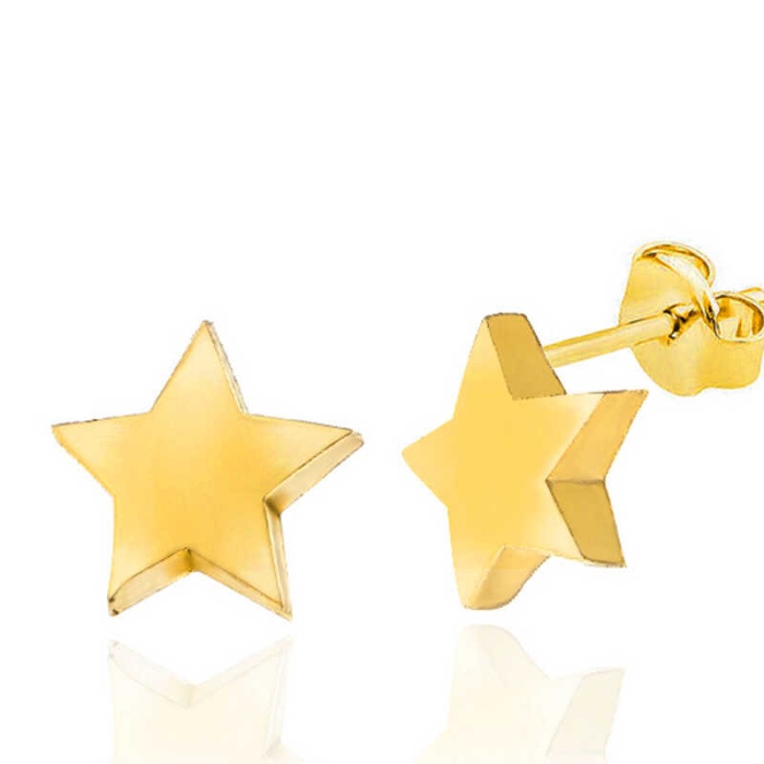 Lucky Life 925 Ayar Gumuss  Gold Yıldız Çivili Lucky Life Lucky Life Kadın Küpe