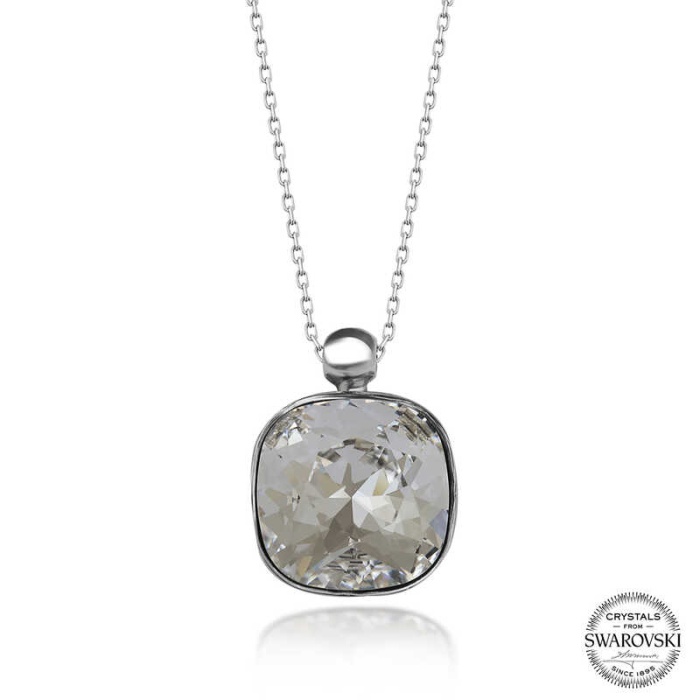Swarovski Crystal Taşlı Kare Lucky Life 925 Ayar Gumuss  Lucky Life Lucky Life Lucky Life Kadın Kolye