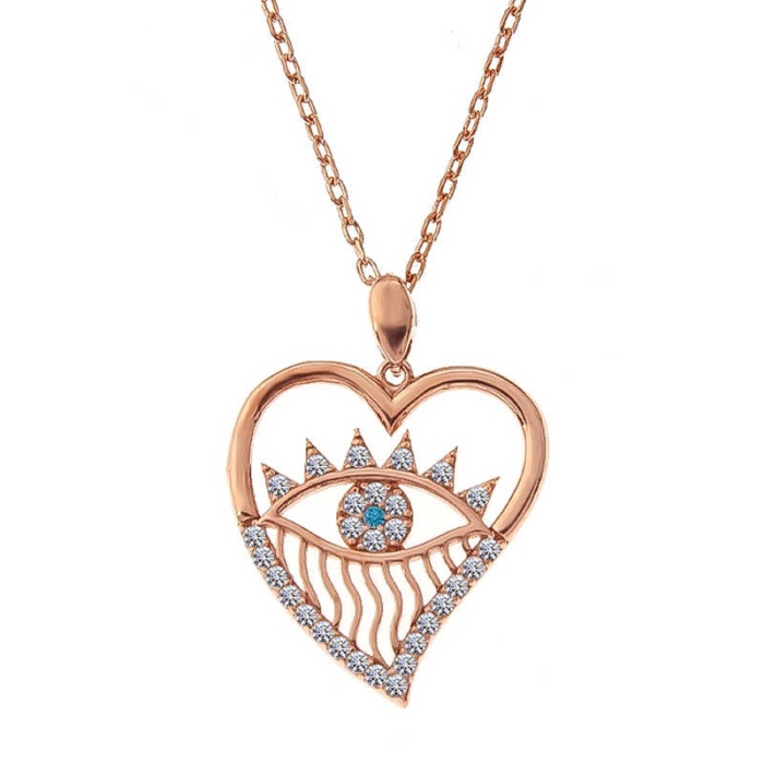 Lucky Life 925 Ayar Gumuss  Rose Kalp Göz Lucky Life Lucky Life Lucky Life Kadın Kolye