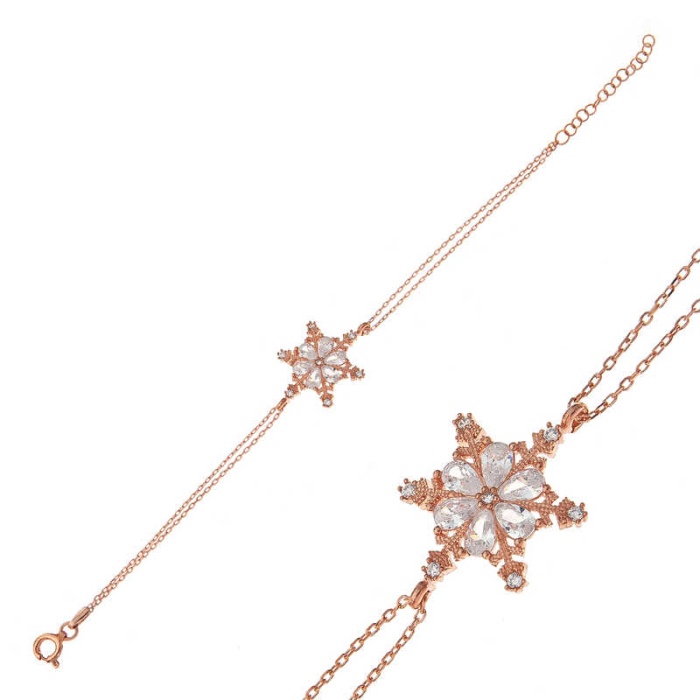 ​Lucky Life 925 Ayar Gumuss  Rose Kar Çiçeği Lucky Life Lucky Life Kadın Bileklik