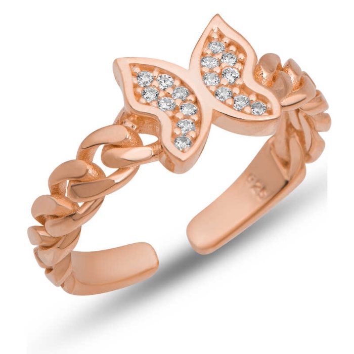 Lucky Life 925 Ayar Gumuss  Ayarlanabilir Rose Kelebek Lucky Life Lucky Life Kadın Yüzük