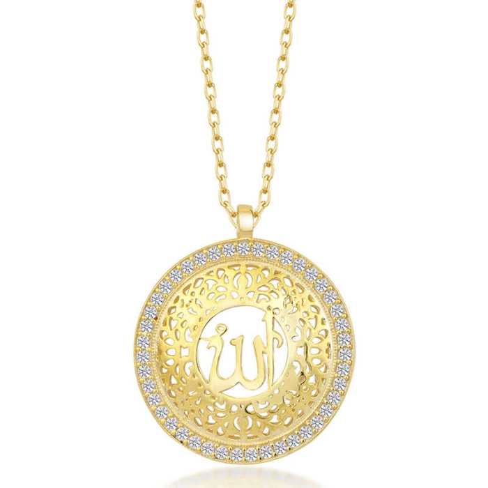 Lucky Life 925 Ayar Gumuss  Gold Allah Yazılı Lucky Life Lucky Life Lucky Life Kadın Kolye