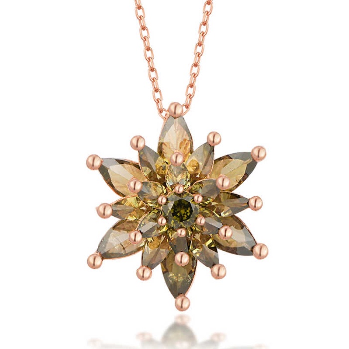 Lucky Life 925 Ayar Gumuss  Rose 4 Katman Lotus Çiçeği Lucky Life Lucky Life Lucky Life Kadın Kolye