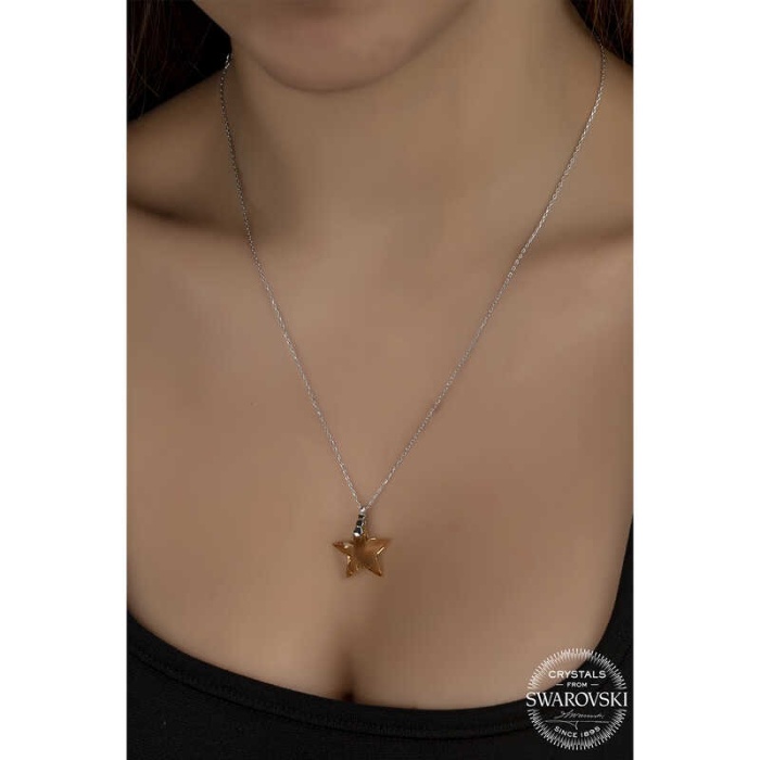 Swarovski Crystal Taşlı Yıldız Lucky Life 925 Ayar Gumuss  Lucky Life Lucky Life Lucky Life Kadın Kolye