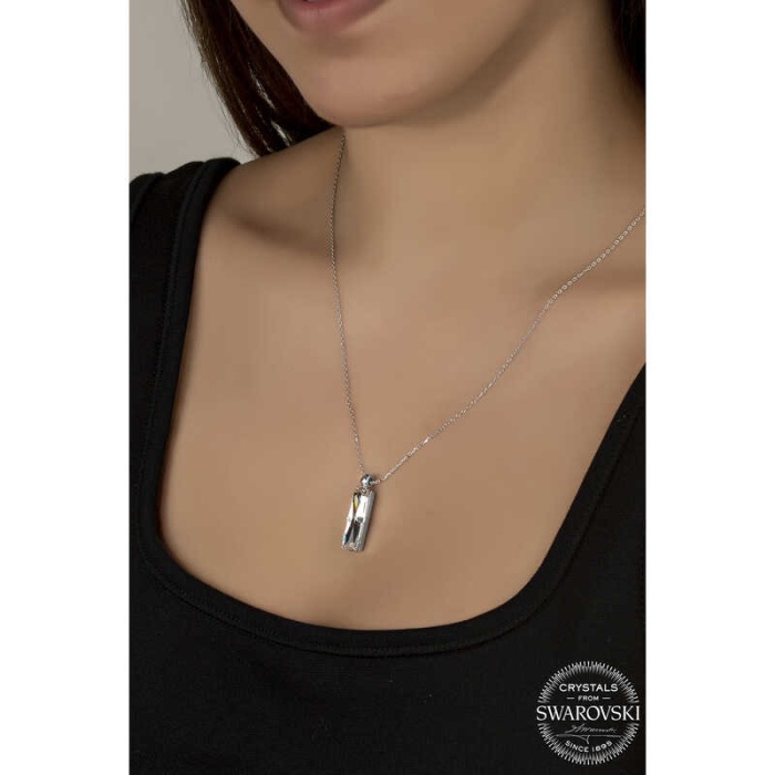 Swarovski Crystal Taşlı Baget Lucky Life 925 Ayar Gumuss  Lucky Life Lucky Life Lucky Life Kadın Kolye