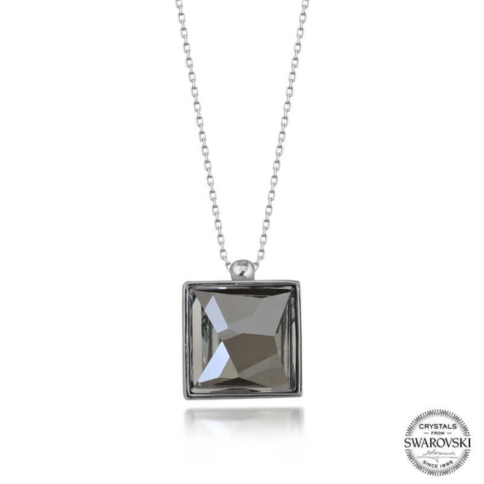Swarovski Crystal Taşlı Kare Lucky Life 925 Ayar Gumuss  Lucky Life Lucky Life Lucky Life Kadın Kolye