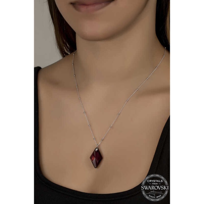 Swarovski Crystal Taşlı Ametist Top Zincir Lucky Life 925 Ayar Gumuss  Lucky Life Lucky Life Lucky Life Kadın Kolye