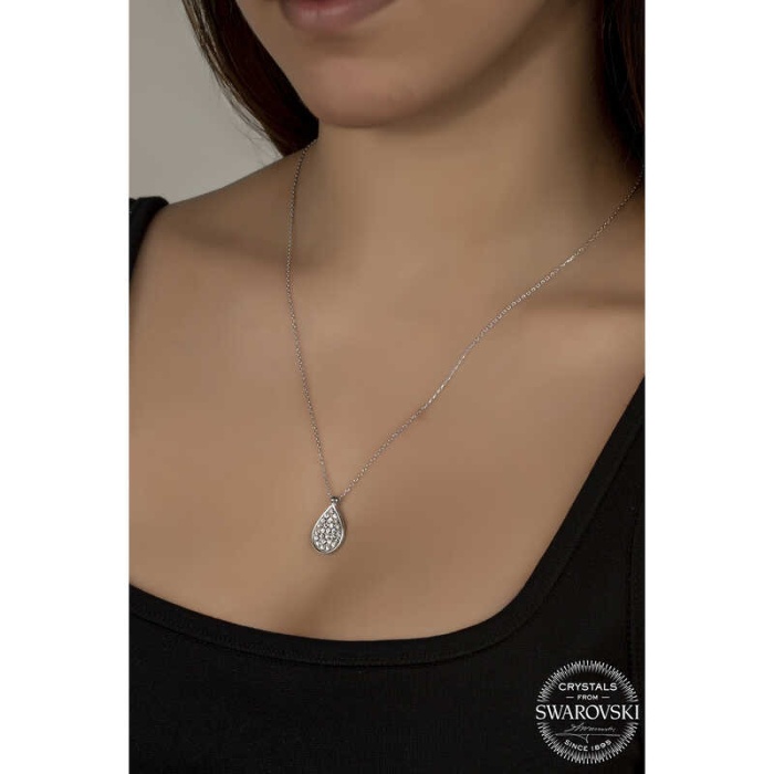 Swarovski Crystal Taşlı Damla Lucky Life 925 Ayar Gumuss  Lucky Life Lucky Life Lucky Life Kadın Kolye