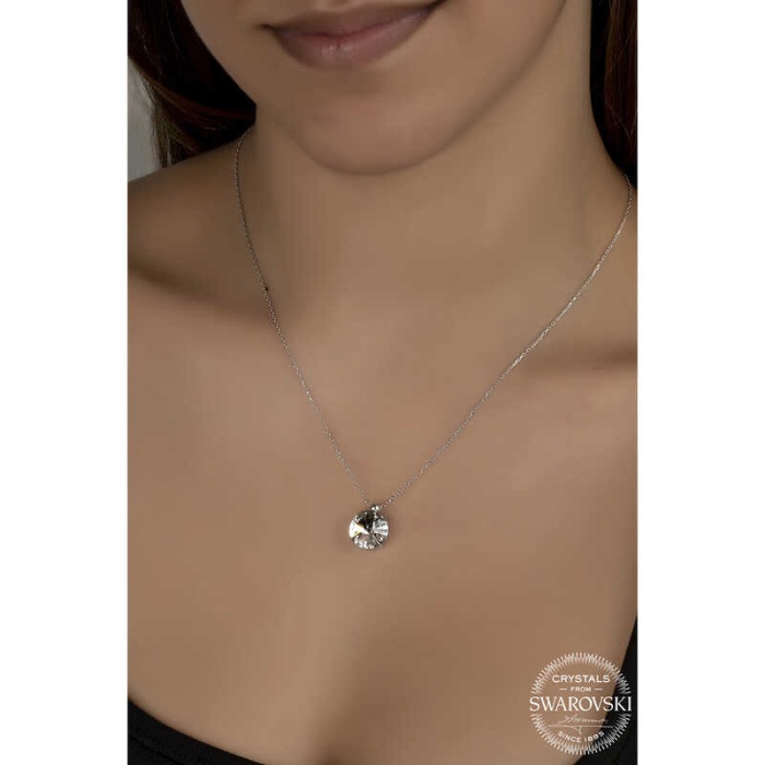 Swarovski Crystal Taşlı Tektaş Lucky Life 925 Ayar Gumuss  Lucky Life Lucky Life Lucky Life Kadın Kolye