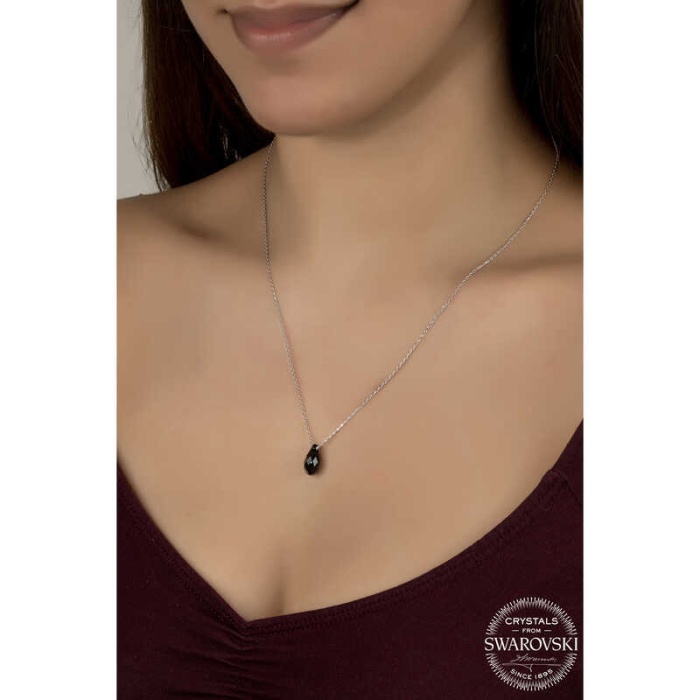 Swarovski Crystal Taşlı Drop Kesim Lucky Life 925 Ayar Gumuss  Lucky Life Lucky Life Lucky Life Kadın Kolye