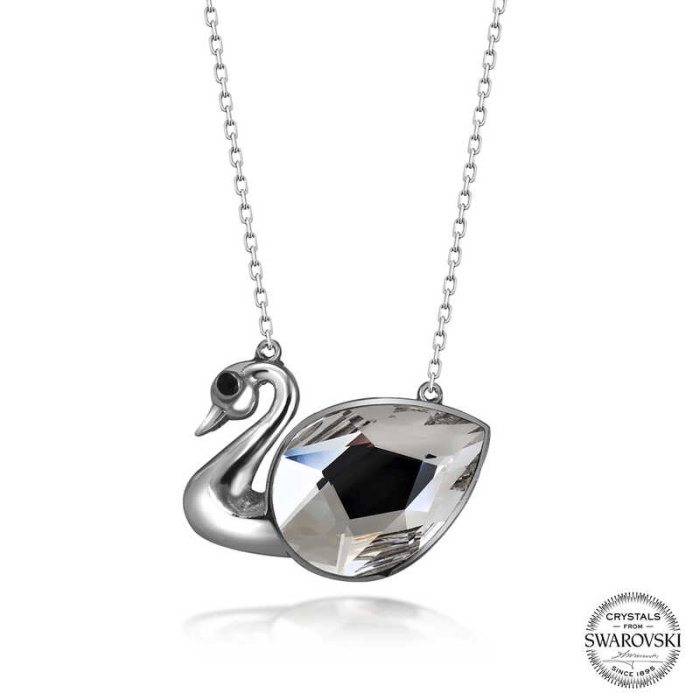 Swarovski Crystal Taşlı Kuğu Lucky Life 925 Ayar Gumuss  Lucky Life Lucky Life Lucky Life Kadın Kolye