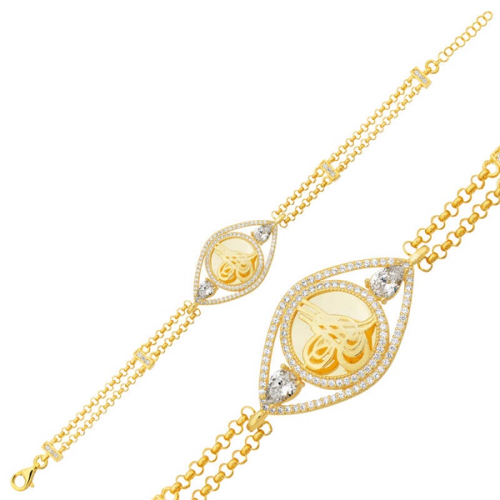 Lucky Life 925 Ayar Gumuss  Gold Kaplama Tuğralı Lucky Life Lucky Life Kadın Bileklik