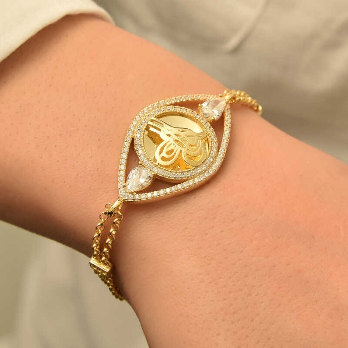 Lucky Life 925 Ayar Gumuss  Gold Kaplama Tuğralı Lucky Life Lucky Life Kadın Bileklik