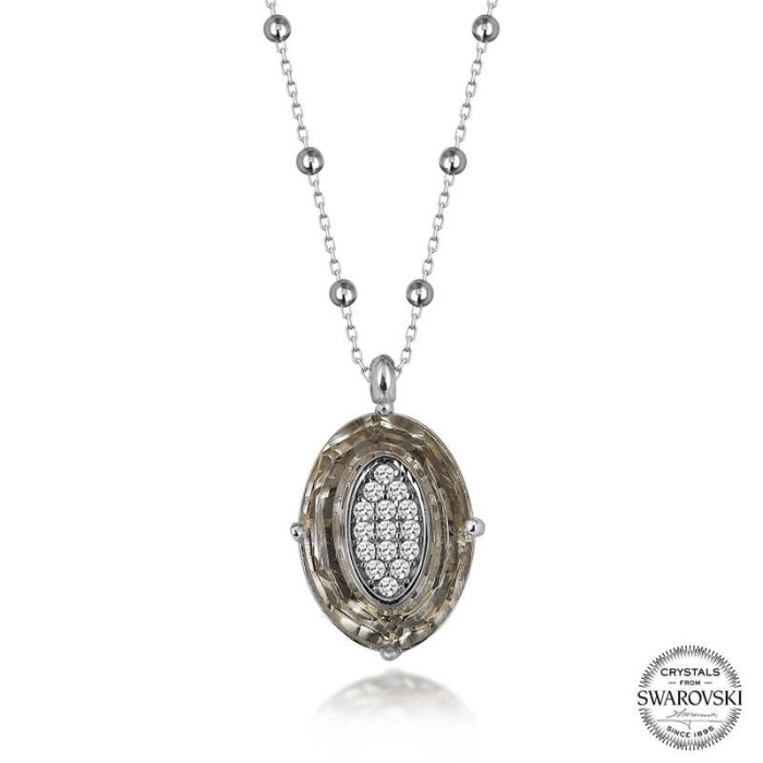 Swarovski Crystal Taşlı Top Zincir Oval Lucky Life 925 Ayar Gumuss  Lucky Life Lucky Life Lucky Life Kadın Kolye