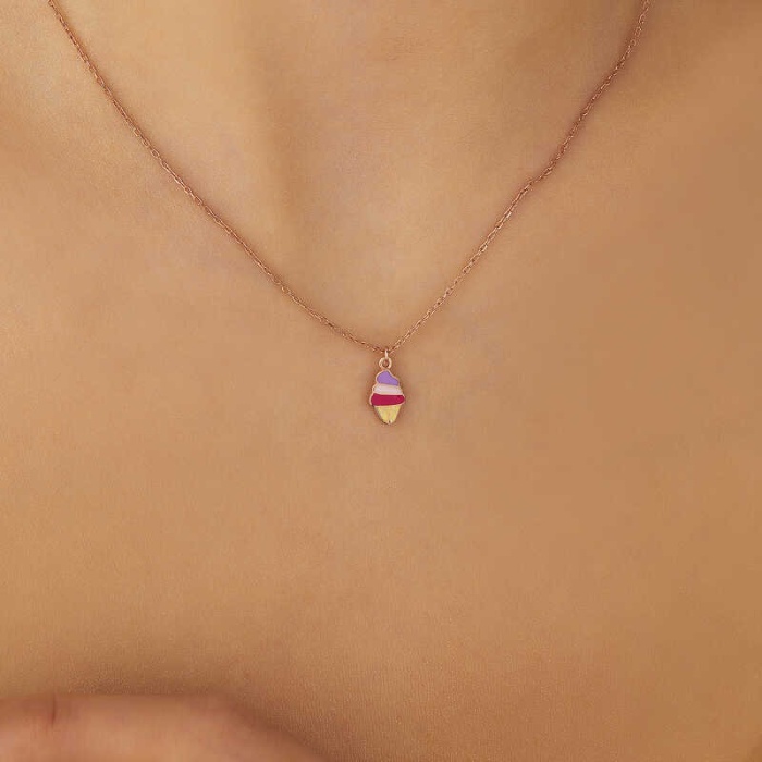 Lucky Life 925 Ayar Gumuss  Rose Renkli Dondurma Lucky Life Lucky Life Lucky Life Kadın kolye