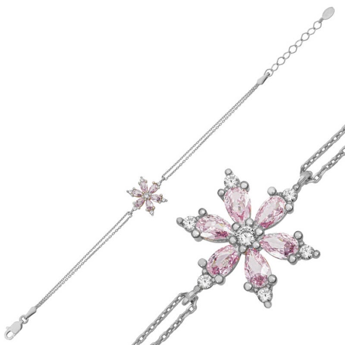 Lucky Life 925 Ayar Gumuss  Pembe Lotus Çiçeği Lucky Life Lucky Life Kadın Bileklik