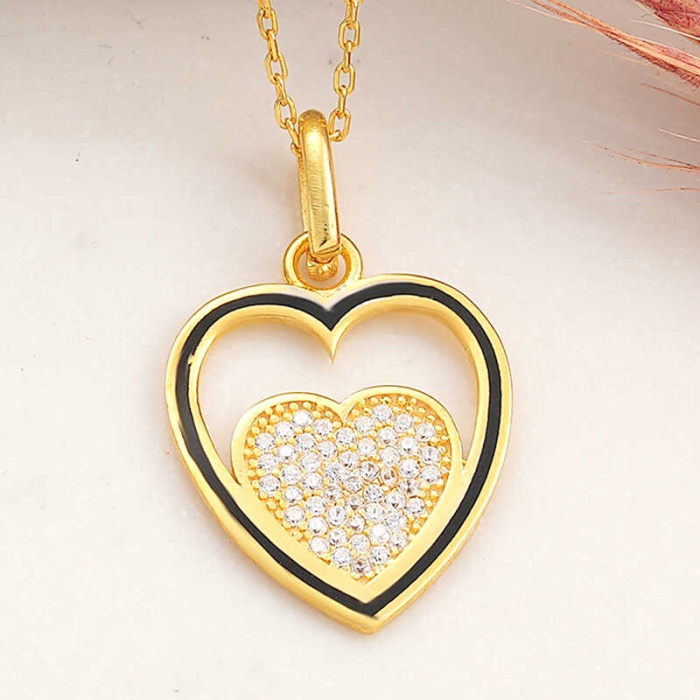 Lucky Life 925 Ayar Gumuss  Gold Kalp Lucky Life Lucky Life Lucky Life Kadın Kolye
