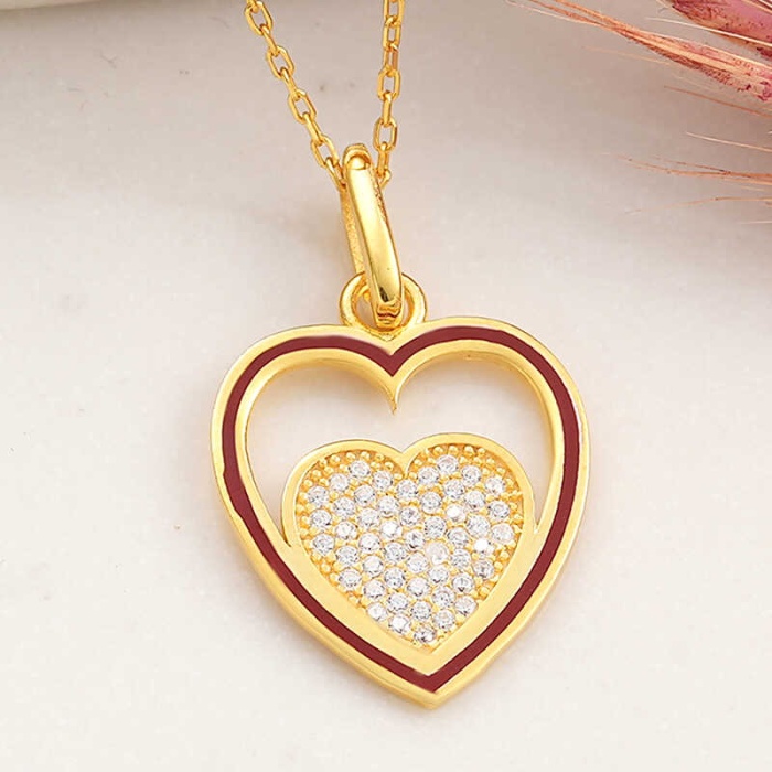 Lucky Life 925 Ayar Gumuss  Gold Kalp Lucky Life Lucky Life Lucky Life Kadın Kolye