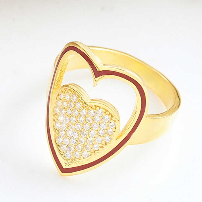 Lucky Life 925 Ayar Gumuss  Gold Beyaz Taşlı Kalpli Lucky Life Lucky Life Kadın Yüzük